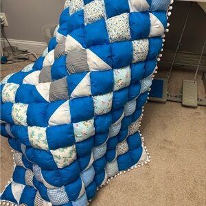 Blue Patchwork Quilted Throw